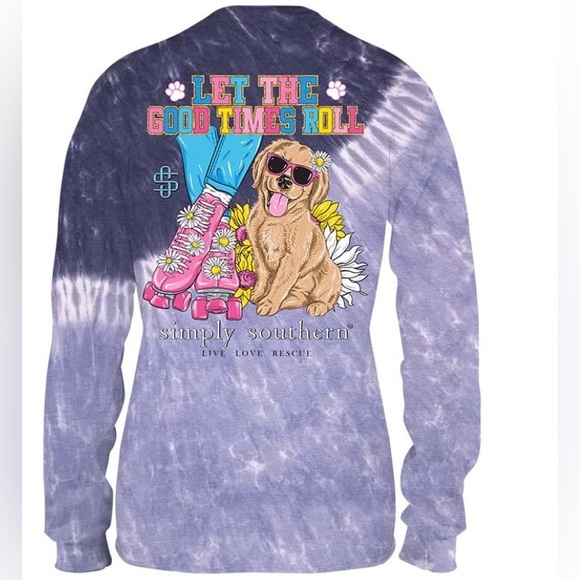 NWT Simply Southern blue skate let the good times tie dye graphic long sleeve - Picture 1 of 3